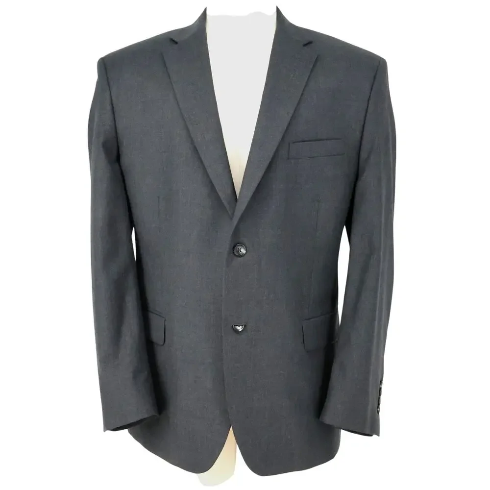 Jos A Bank Sport Coat Mens 46R Gray Wool Tweed Lined Blazer Jacket Preppy
